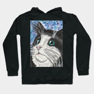 black white cat face Hoodie